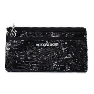 Victoria's Secret Black Sequin Clutch Evening Bag